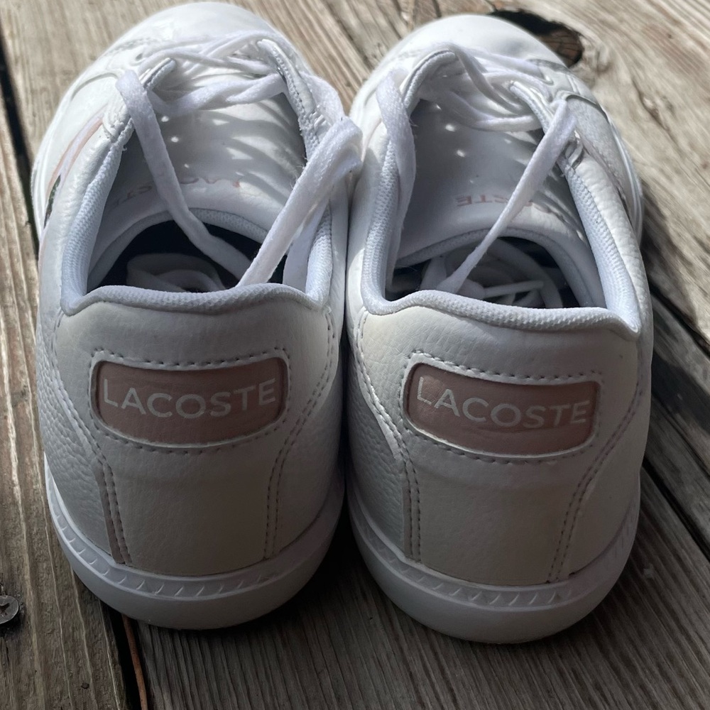 Women's LaCoste Powercourt Graphic Leather Sneakers Sz 6.5 - Picture 6 of 14